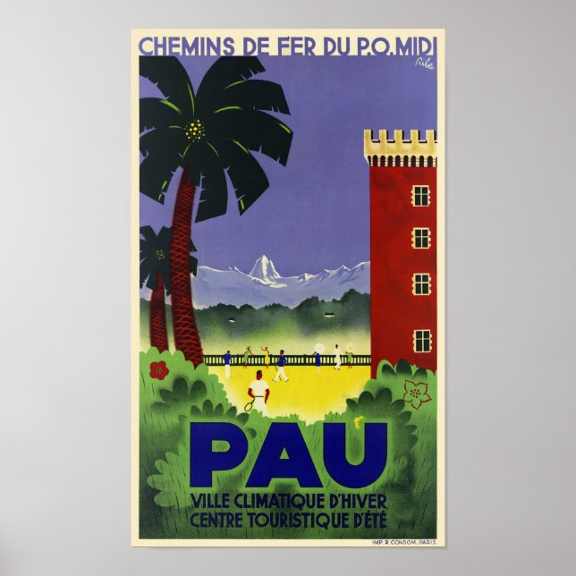 Póster Afiche de época de Pau France 1935 (Frente)