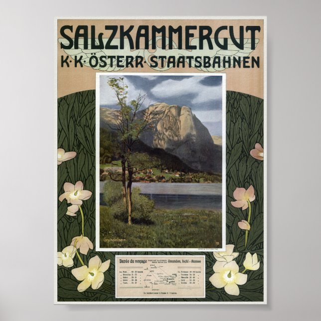 Póster Afiche de época de Salzkammergut Austria 1910 (Frente)
