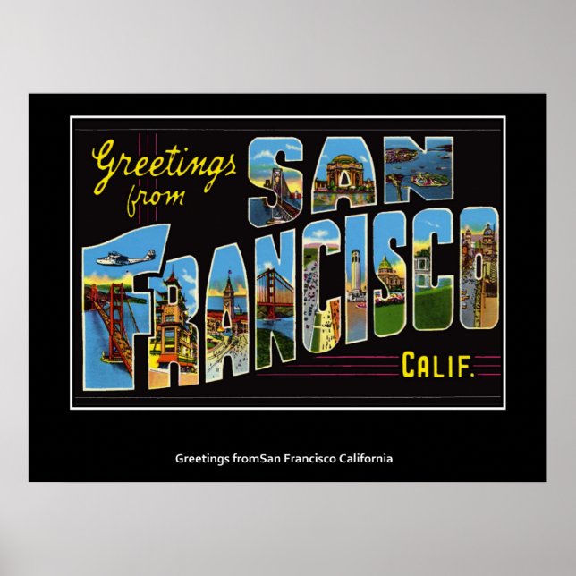 Póster Afiche de época de San Francisco California (Frente)