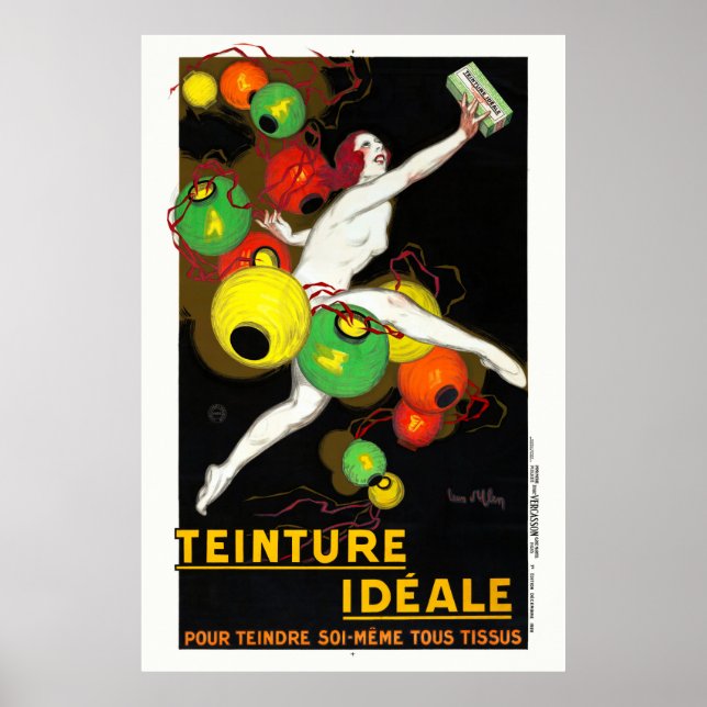 Póster Afiche de época de Teinture Idéale France 1928 (Frente)