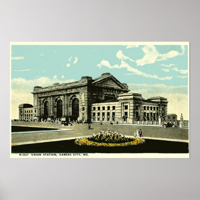 Póster Afiche de época de Union Station Kansas City 1914 (Frente)