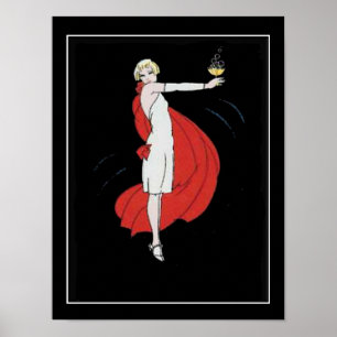 Póster Afiche de época del Chica Art Deco