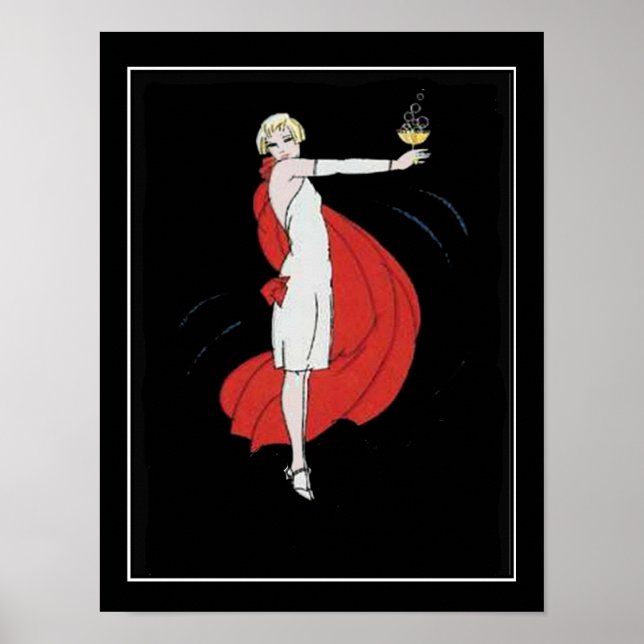 Póster Afiche de época del Chica Art Deco (Frente)