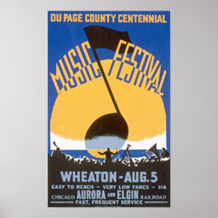 Póster Afiche de época del Festival de Música