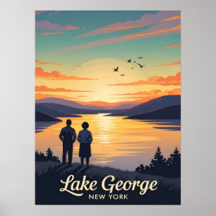 Póster Afiche de época del lago George New York