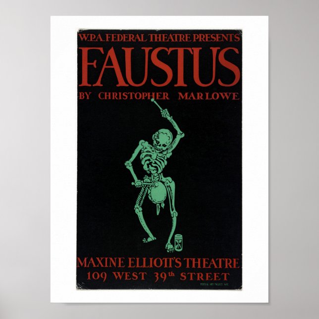 Póster Afiche de época del Médico Faustus de Marlowe (Frente)