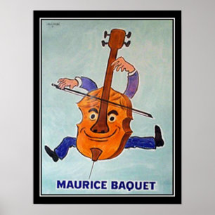 Póster Afiche de época del músico Art Deco Cello