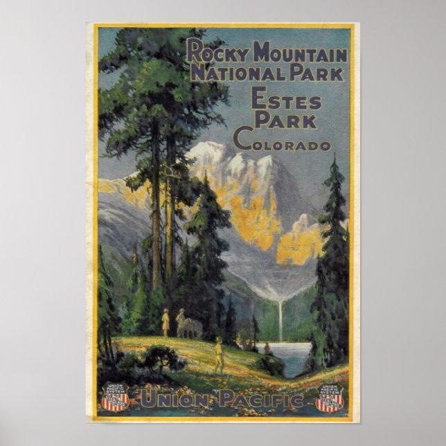 Póster Afiche de época del Parque Nacional de las Montaña (Frente)