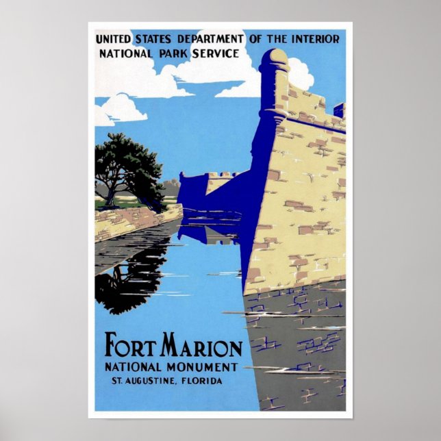 Póster Afiche de época del Parque Nacional Fort Marion (Frente)