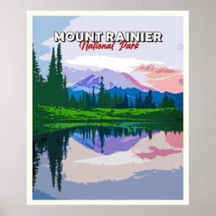 Póster Afiche de época del Parque Nacional Mount Rainier