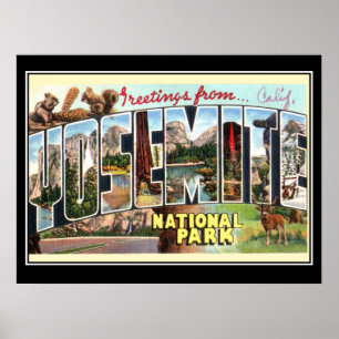 Póster Afiche de época del parque nacional Yosemite