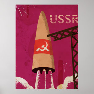 Póster Afiche de época del programa espacial soviético US