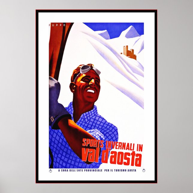 Póster Afiche de época impreso Invernali Val D'Aosta Ital (Frente)