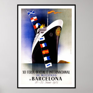 Póster Afiche de época Imprimir barco de Barcelona España