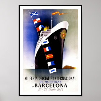Póster Afiche de época Imprimir barco de Barcelona España