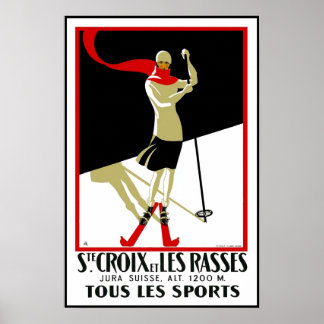 Póster Afiche de época Imprimir esquiar Ste Croix