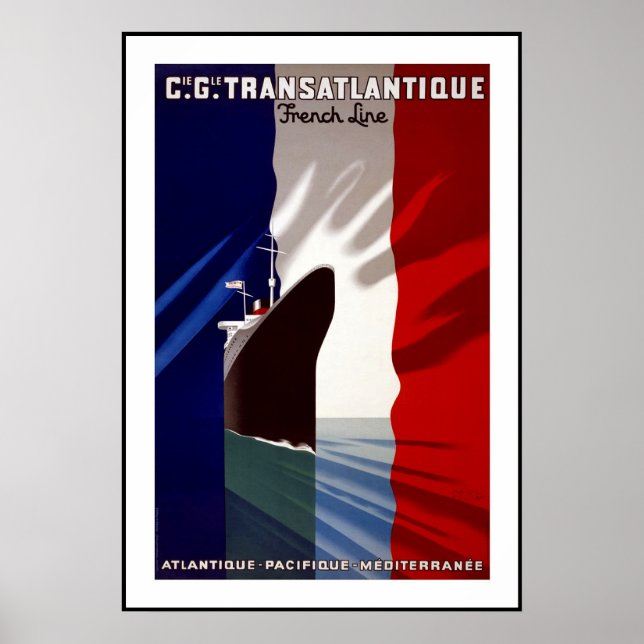 Póster Afiche de época Imprimir Francia Transatlántica (Frente)