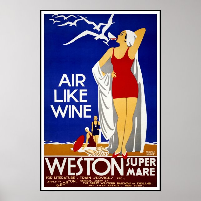 Póster Afiche de época Imprimir Weston Super Mare (Frente)