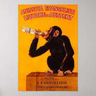 Póster Afiche de época=Mono italiano del licor