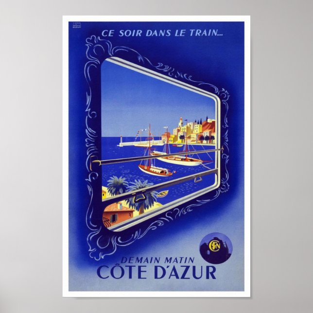 Póster Afiche de época para imprimir el tren Costa Azul F (Frente)