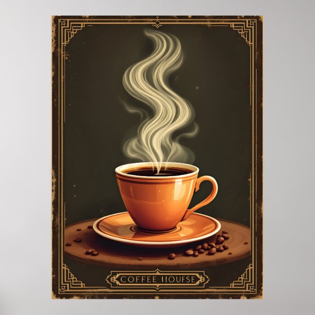 Póster Afiche de época para la cafetería (Frente)