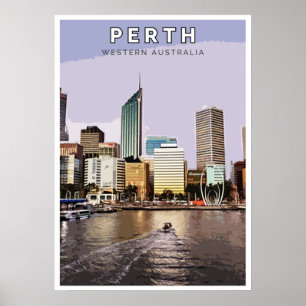Póster Afiche de época - Perth, Australia Occidental