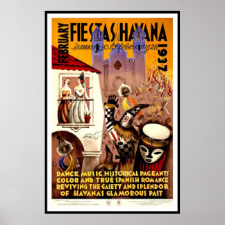 Póster Afiche de época que imprime Fiestas en La Habana 1