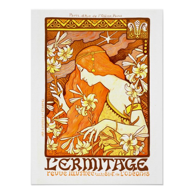 Póster Afiche de época revista francesa Art Nouveau Mujer (Anverso)