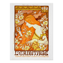 Póster Afiche de época revista francesa Art Nouveau Mujer