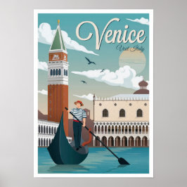 Póster Afiche de época - Visita Venecia Italia