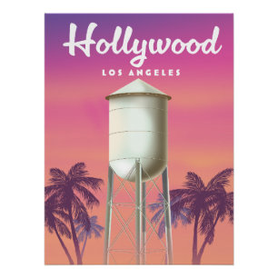 Póster Afiche de Hollywood Los Angeles Travel