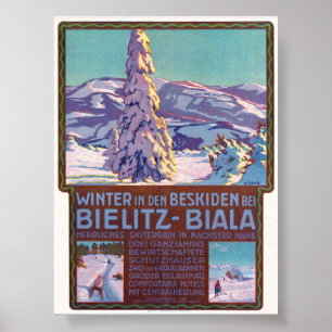 Póster Afiche de invierno en Bielitz-Biala de 1910