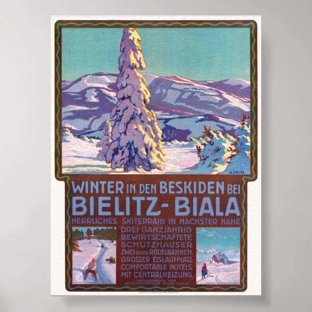 Póster Afiche de invierno en Bielitz-Biala de 1910 (Frente)