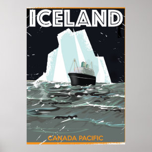 Póster Afiche de Islandia vintage