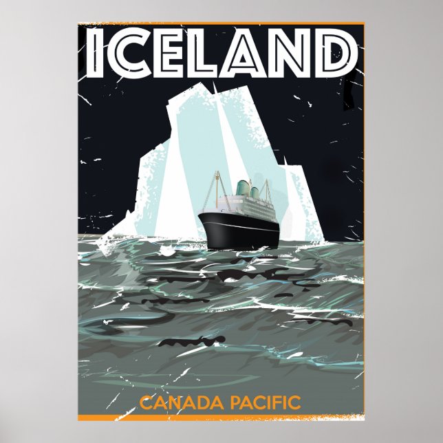Póster Afiche de Islandia vintage (Frente)