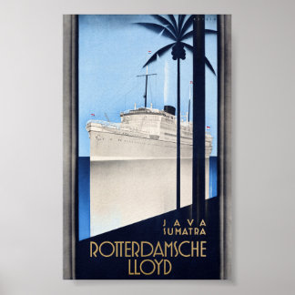 Póster Afiche de Java Sumatra Rotterdamsche Lloyd Vintage