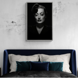 Póster Afiche de Joan Crawford en blanco y negro, viejo