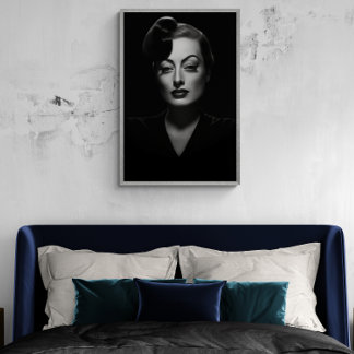 Póster Afiche de Joan Crawford en blanco y negro, viejo