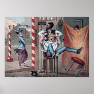 Póster Afiche de la Barbería de la Imagen Humorística