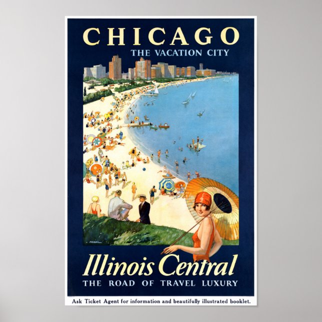 Póster Afiche de la ciudad de vacaciones de Chicago resta (Frente)