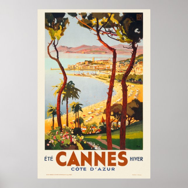 Póster Afiche de la cosecha de 1935 en Cannes - Costa Azu (Frente)