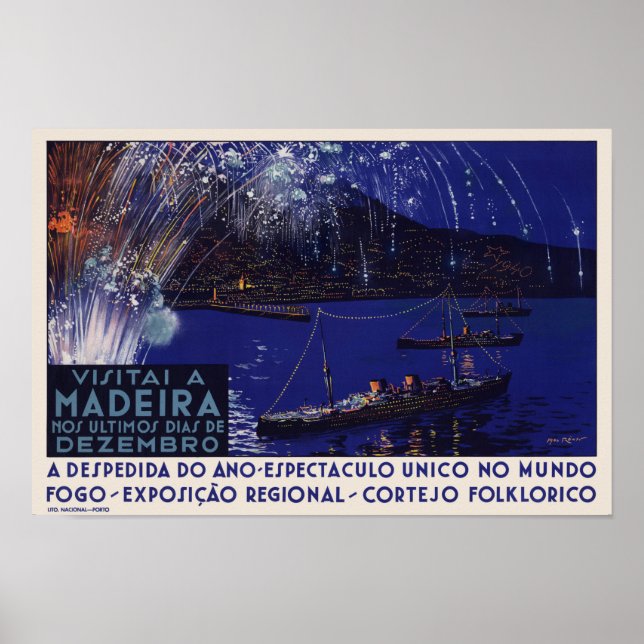 Póster Afiche de la cosecha de 1939 en Madeira Portugal (Frente)