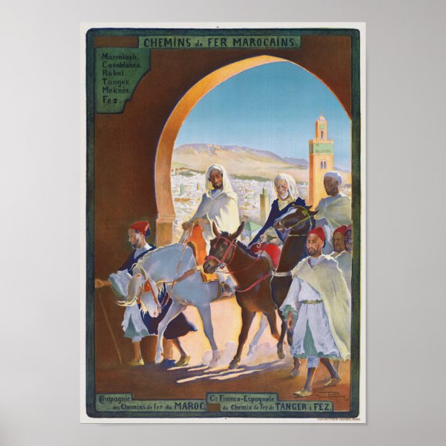 Póster Afiche de la cosecha de Chemins de fer Marocains M (Frente)