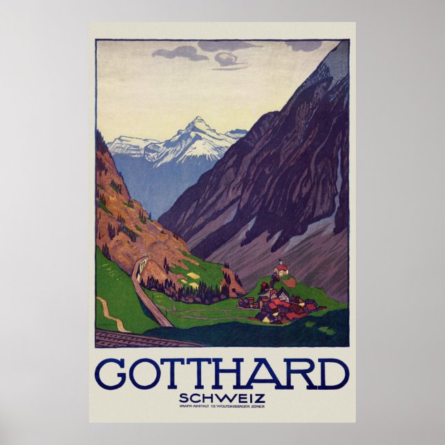 Póster Afiche de la cosecha de Gotthard Schweiz Suiza 191 (Frente)