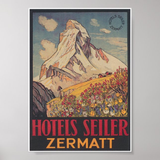 Póster Afiche de la cosecha de maíz Zermatt Suiza (Frente)