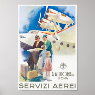 Póster Afiche de la cosecha de Servizi Aerei Ala Littoria