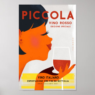Póster Afiche de la cosecha de vino de Italia