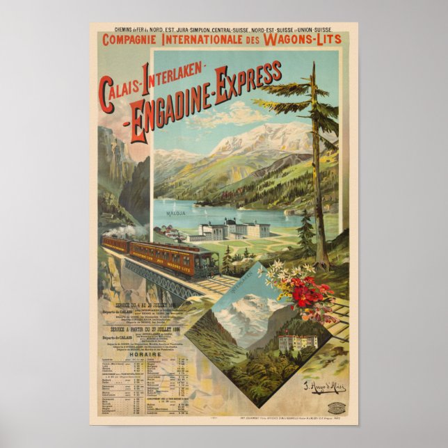 Póster Afiche de la cosecha inglesa de Suiza de 1890 (Frente)