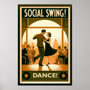 Póster Afiche de la danza del giro social de 1920