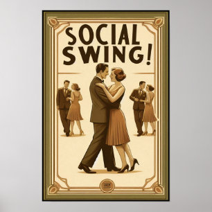 Póster Afiche de la danza del giro social de 1920